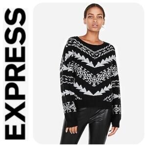 Express Mitered Geometric Pullover Sweater Size XL